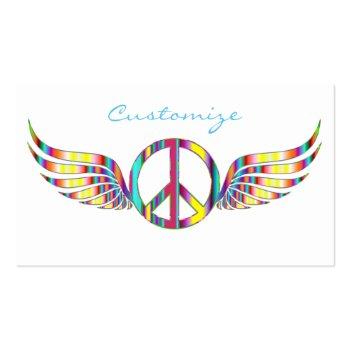 Small Winged Hippie Peace Symbol Thunder_cove Business Card Back View