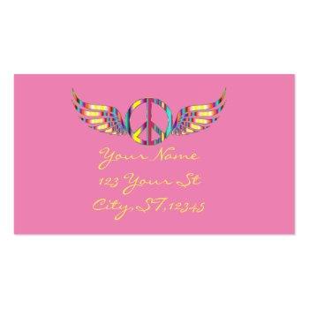 Small Winged Hippie Peace Symbol Thunder_cove Business Card Front View