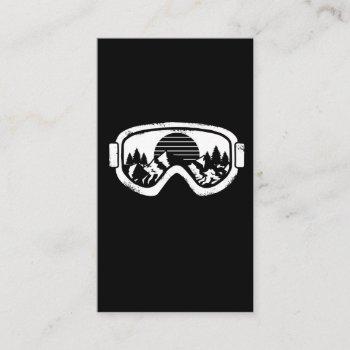 Small Winter Sport Ski Snowboard Snow Landscape Goggles Business Card Front View