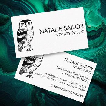 wise owl unique modern logo notary public legal business card