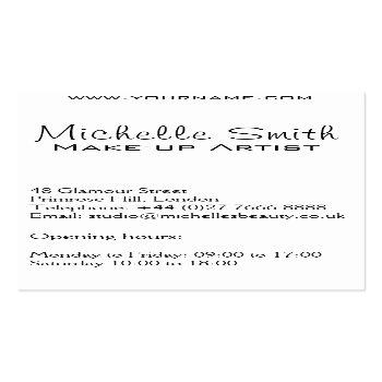Small Woman Face Make-up Artist Business Card Design Back View