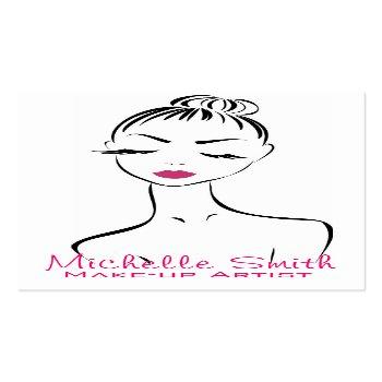 Small Woman Face Make-up Artist Business Card Design Front View