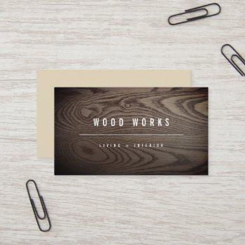 wood grain texture photo minimalist construction business card