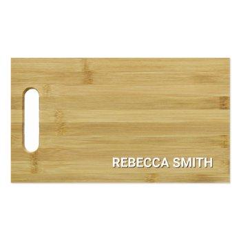 Small Wooden Bamboo Cutting Board Catering Culinary Chef Business Card Front View