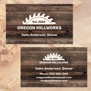 woodgrain lumber sawmill business cards