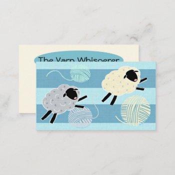 Small Wooly Sheep  Yarn Crochet Knit Business Card Front View
