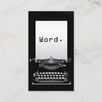 "word." typewriter plain black writer business card