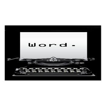 Small "word." Typewriter Plain Black Writer Business Card Front View