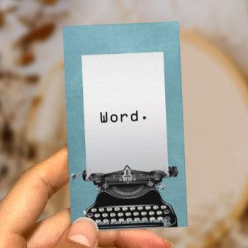"word." vintage typewriter turquoise writer business card