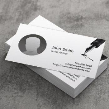 writer editor custom photo minimalist business card