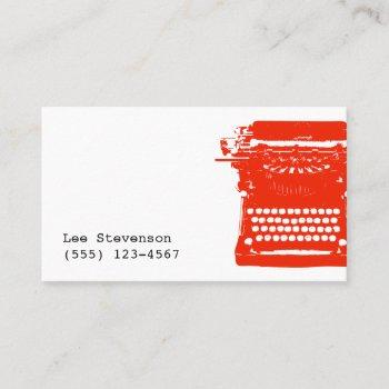 writer typewriter business card