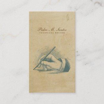 writer vintage pen hand cool simple professional business card