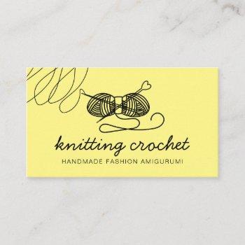 yellow amigurumi handmade yarn knit crochet business card