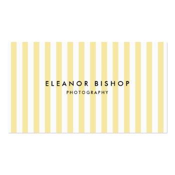 Small Yellow And White Pinstripes Pattern Modern Business Card Front View