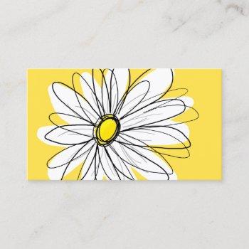 Small Yellow And White Whimsical Daisy With Custom Text Business Card Front View
