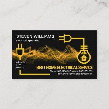 yellow electric circuit lightning electrician business card