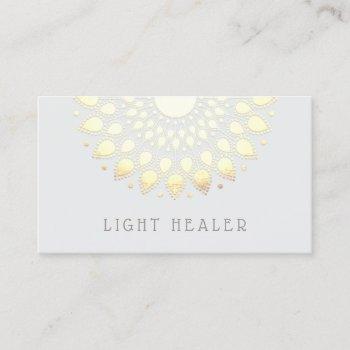 yellow floral lotus flower mandala energy healer business card