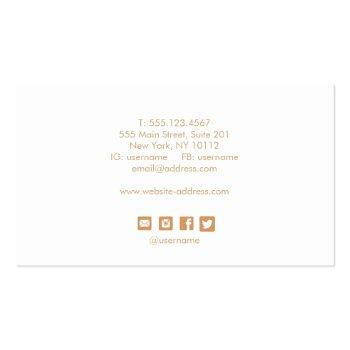 Small Yellow Gold  Handwritten Script Social Media Icon Business Card Back View