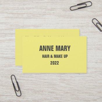 yellow grey gray hair & make up modern 2022 business card