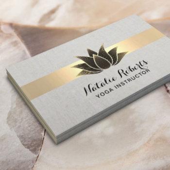 yoga instructor black lotus gold stripe elegant business card
