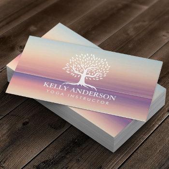yoga instructor life coach vintage tree classy business card