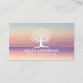 yoga instructor life coach vintage tree classy business card