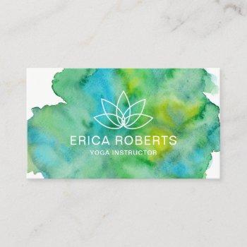 yoga instructor lotus floral logo watercolor business card