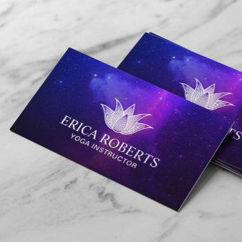 yoga instructor lotus flower elegant galaxy business card