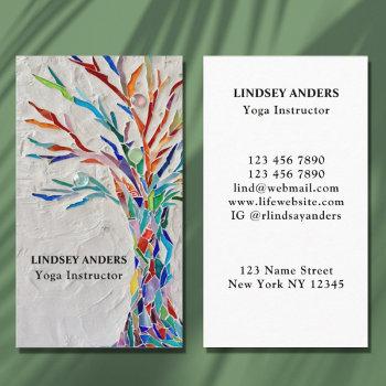 yoga instructor rainbow colored tree business card