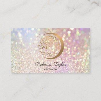 yoga moon trendy life coach tree of life gold busi business card