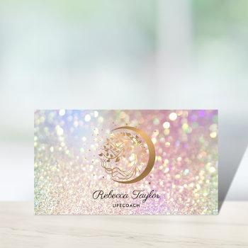 yoga moon trendy life coach tree of life gold busi business card