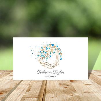 yoga trendy life coach tree of life landscape busi business card