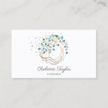 yoga trendy life coach tree of life landscape busi business card