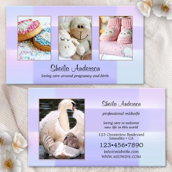 your 4 photos pastel doula midwife baby services business card