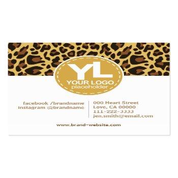 Small Your Logo Classic Leopard Print Earrings Display Square Business Card Back View
