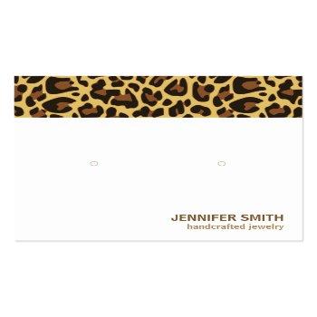 Small Your Logo Classic Leopard Print Earrings Display Square Business Card Front View