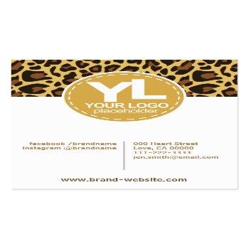 Small Your Logo Classic Leopard Print Earrings Holder Business Card Back View