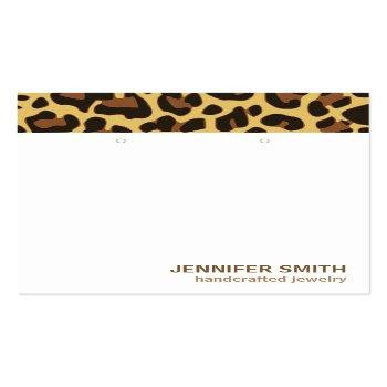 Small Your Logo Classic Leopard Print Earrings Holder Business Card Front View