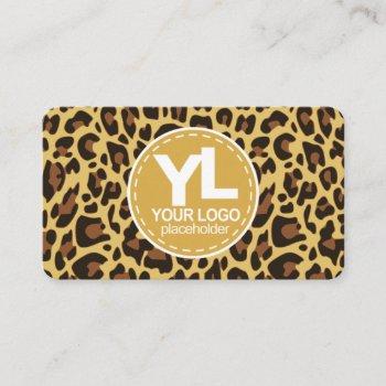 your logo classic leopard print rockabilly pattern business card