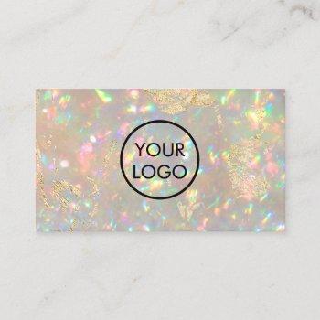 your logo on brilliant opal stone texture business card