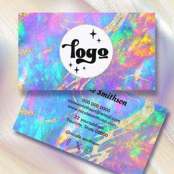 your logo on fire opal background business card