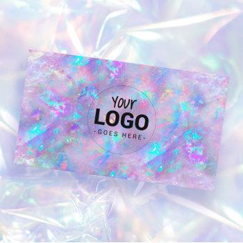 your logo on purple opal inspired background business card
