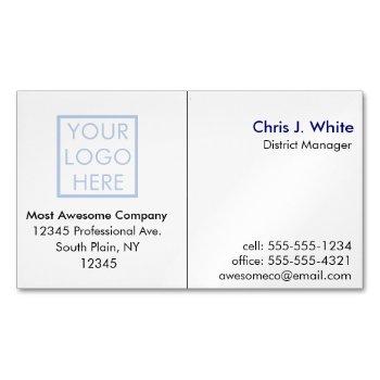 your logo or photo simple plain white professional business card magnet