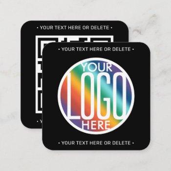 your logo & qr code professional marketing black square business card
