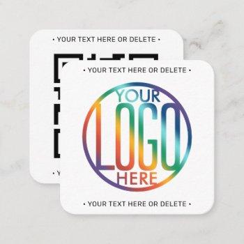 Small Your Logo & Qr Code Professional Website Marketing Square Business Card Front View