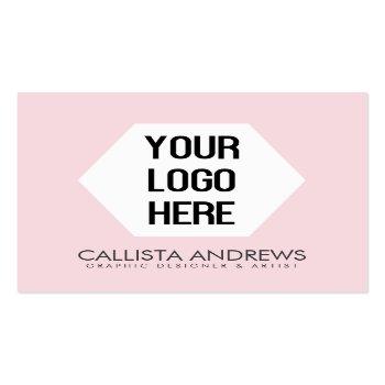 Small Your Logo Simple Modern Pink Black Typography Square Business Card Front View