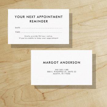 Small Your Next Appointment Reminder | Minimalist Front View