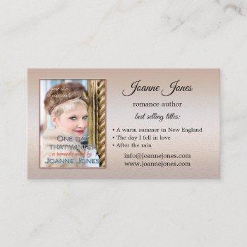 your photo rose gold metallic author business card