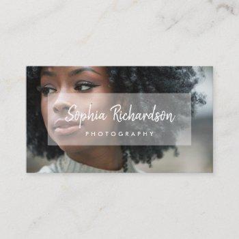 your photo with modern handwritten script overlay business card