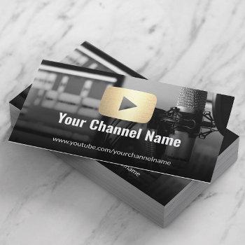 youtube channel custom photo modern gold youtuber business card